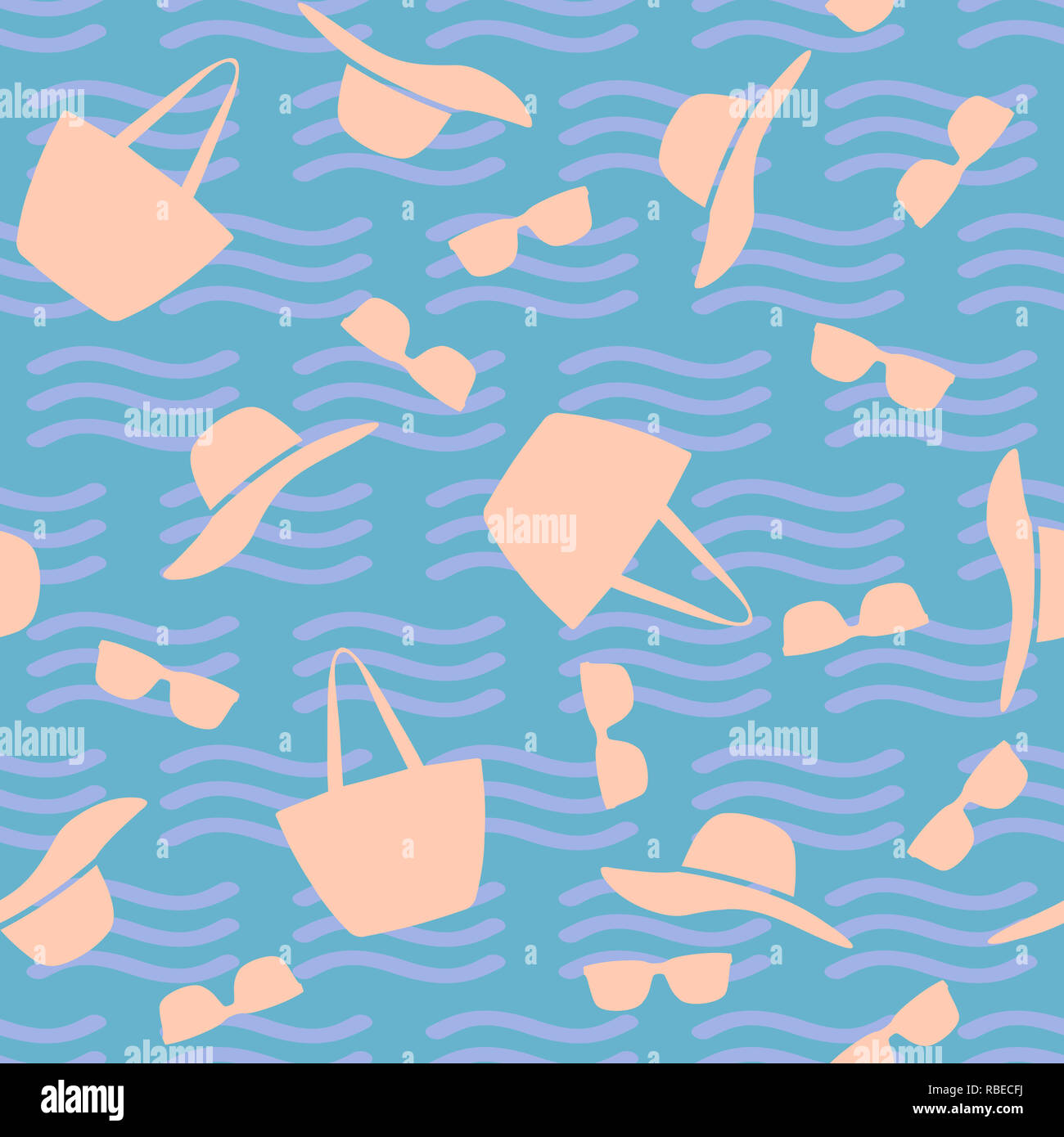 Spiaggia di Seamless pattern con accessori donna Foto Stock