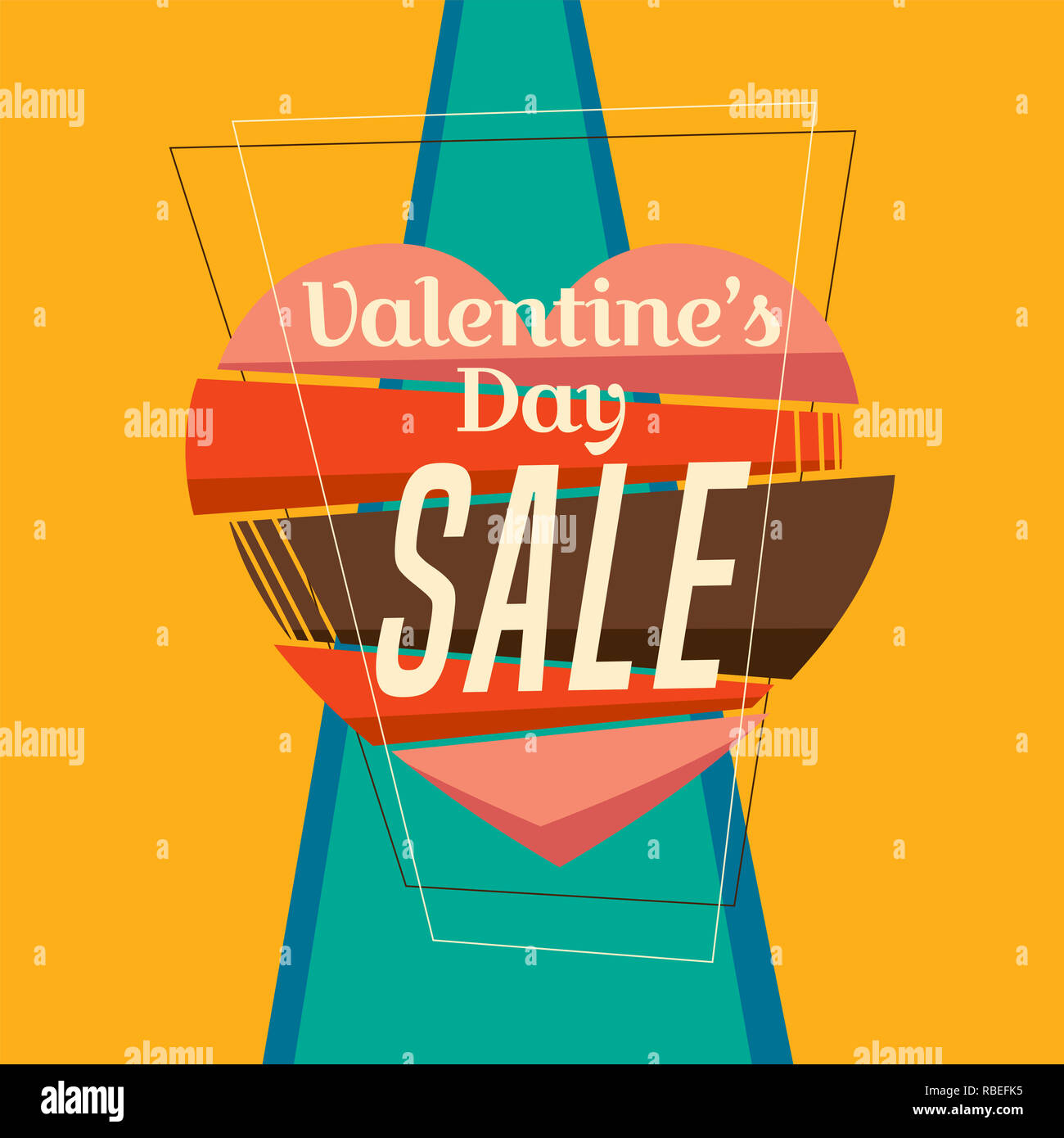 Il Giorno Di San Valentino Vintage Vendita Banner Cornice Quadrata Composizione Forma Geometrica Eta Di Colori Illustrazione Vettoriale Foto Stock Alamy