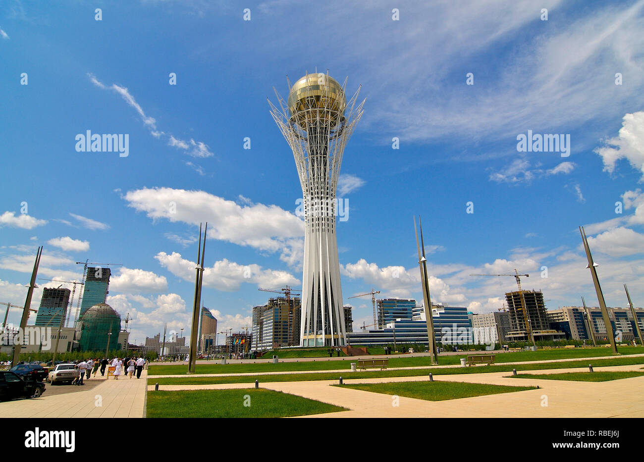 Bayterek; Kazakstan; astana; edilizia; città; sky; Foto Stock