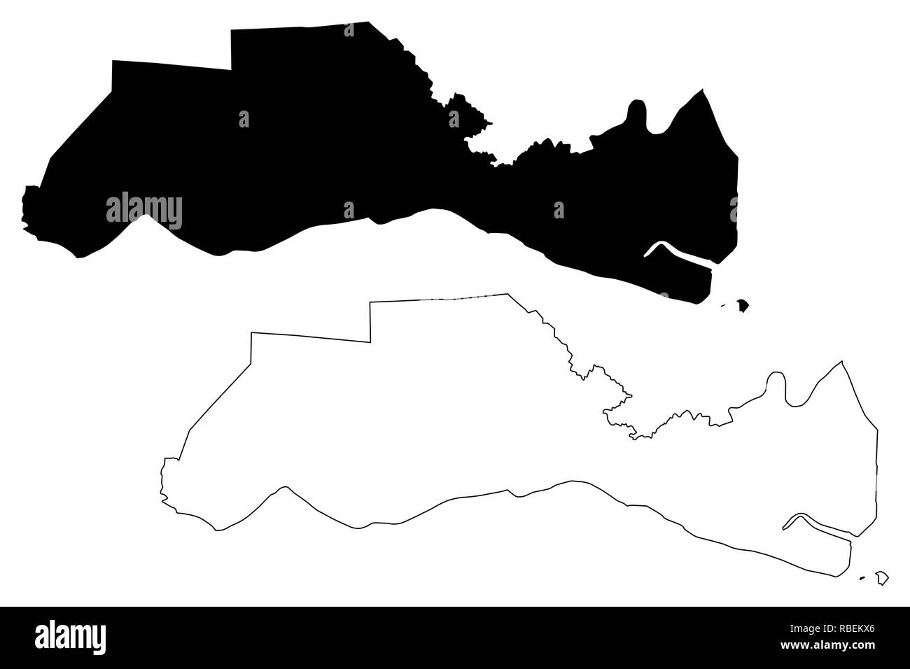 Tien Giang provincia (Repubblica socialista del Vietnam, suddivisioni del Vietnam) mappa illustrazione vettoriale, scribble schizzo Tinh Tien Giang mappa Illustrazione Vettoriale