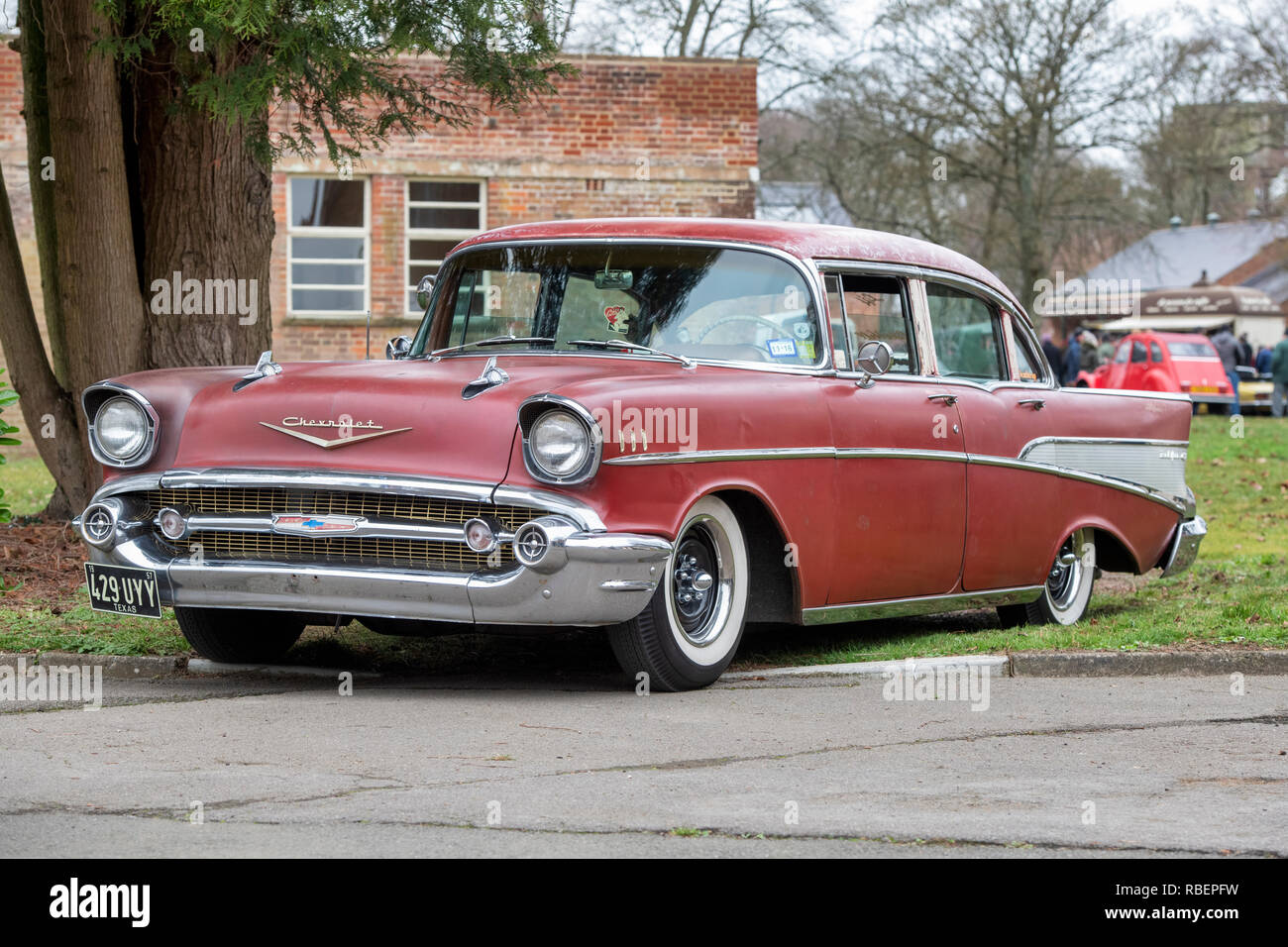 1957 Chevrolet vettura americana a Bicester Heritage Centre. Oxfordshire, Inghilterra Foto Stock