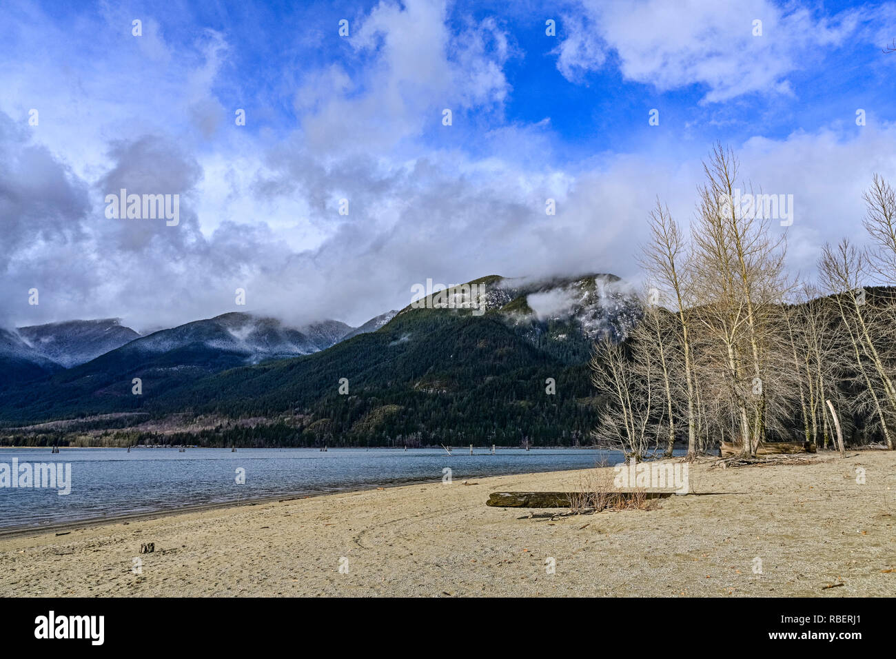 Area di spiaggia, Kilby Park, Harrison Mills, British Columbia, Canada Foto Stock