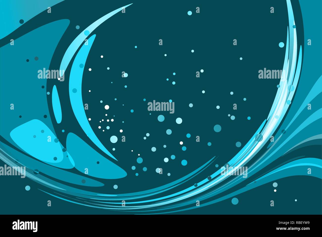 Sfondo blu, abstract tonica ondata di forma arrotondata, modello monocromatico Illustrazione Vettoriale