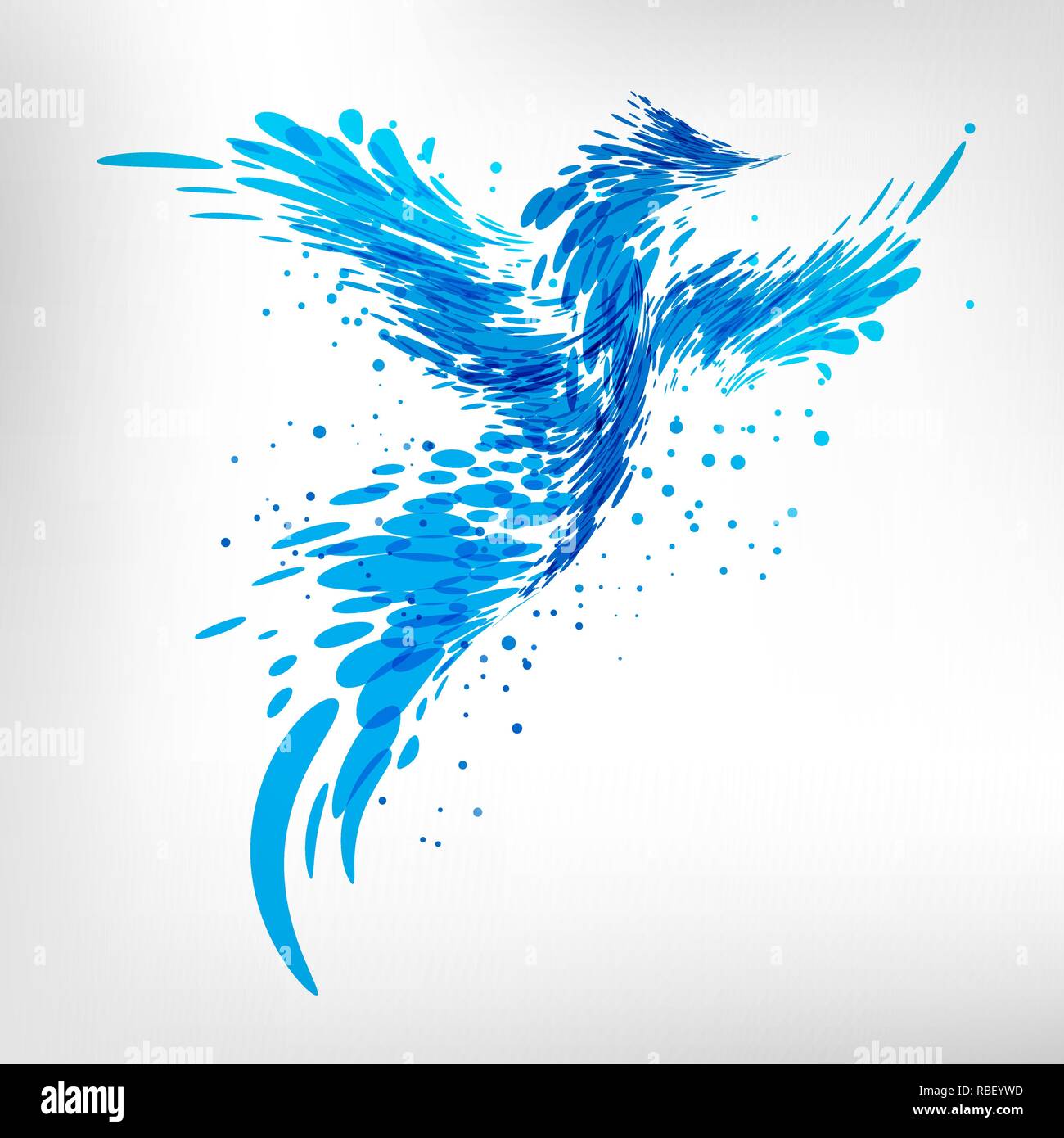 Schizzi astratti uccello blu su sfondo bianco Illustrazione Vettoriale