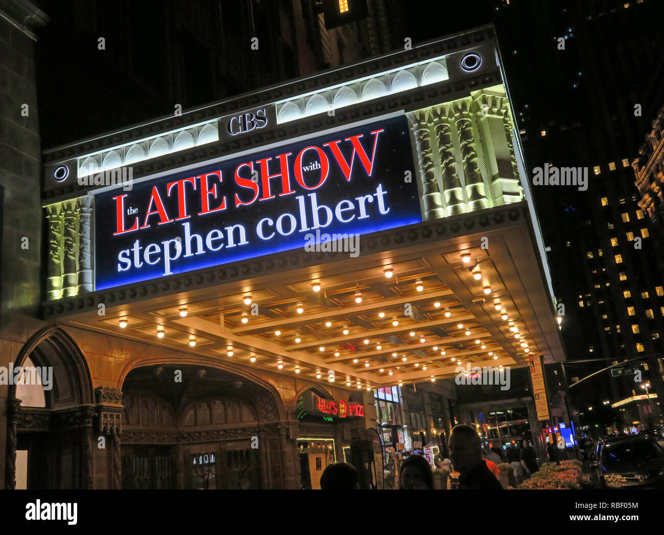 Late Show Stephen Colbert, 1697 Broadway e Ed Sullivan Theater di New York City, NY 10019-5904, STATI UNITI D'AMERICA Foto Stock