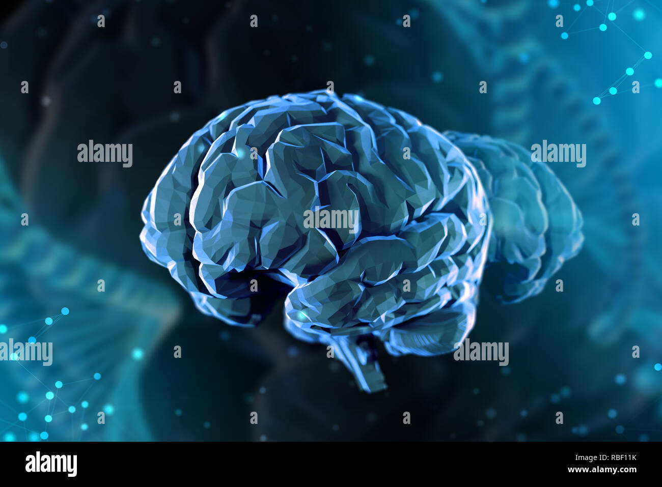 3d illustrazione cervello digitale su sfondo astratto. Il concetto di intelligenza artificiale e le possibilità illimitate della mente Foto Stock