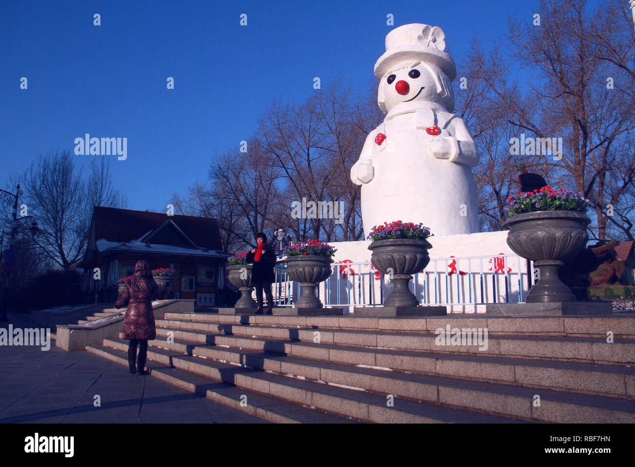 Harbin, Harbin, Cina. Decimo gen, 2019. Harbin, CINA-pupazzi di neve realizzati da studenti di università può essere visto a Dalin Park di Harbin, Provincia di Heilongjiang. Credito: SIPA Asia/ZUMA filo/Alamy Live News Foto Stock