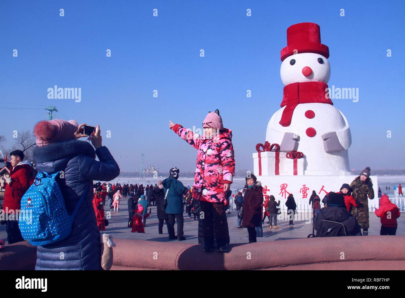 Harbin, Harbin, Cina. Decimo gen, 2019. Harbin, CINA-pupazzi di neve realizzati da studenti di università può essere visto a Dalin Park di Harbin, Provincia di Heilongjiang. Credito: SIPA Asia/ZUMA filo/Alamy Live News Foto Stock