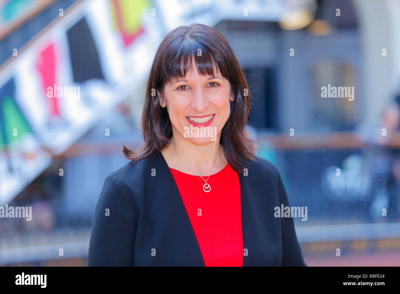 Leeds, West Yorkshire, Regno Unito. Decimo gen, 2019. Inaugurazione di una targa blu in Leeds Corn Exchange per commemorare la prima donna nello Yorkshire per diventare un MP. Svelata dalla Yorkshire MP Rachel Reeves & Leeds Assessore Judith Blake. Credito: Yorkshire Pics/Alamy Live News Foto Stock