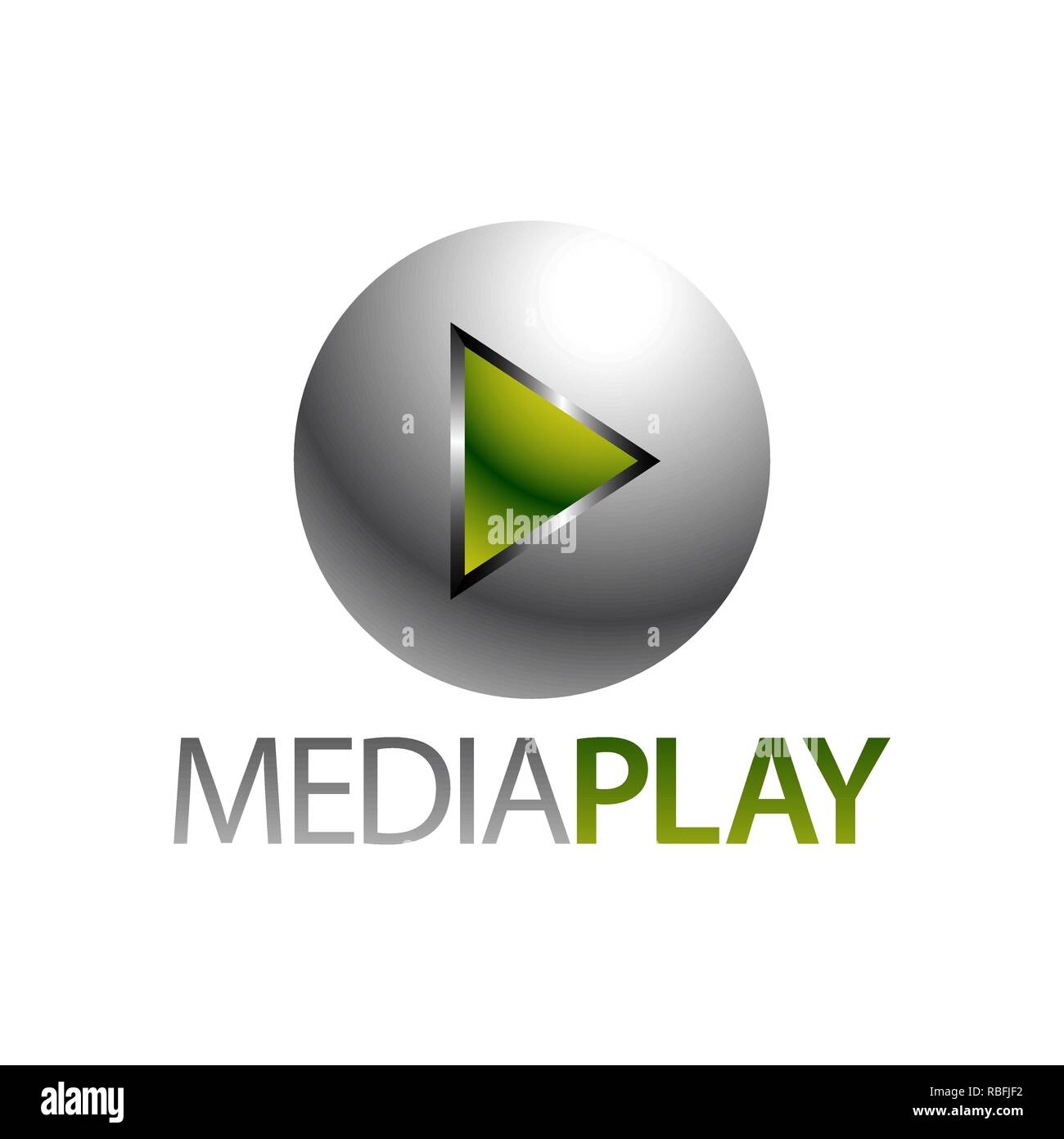 Sfera lucente verde media riproduci icona logo concept design template idea Illustrazione Vettoriale