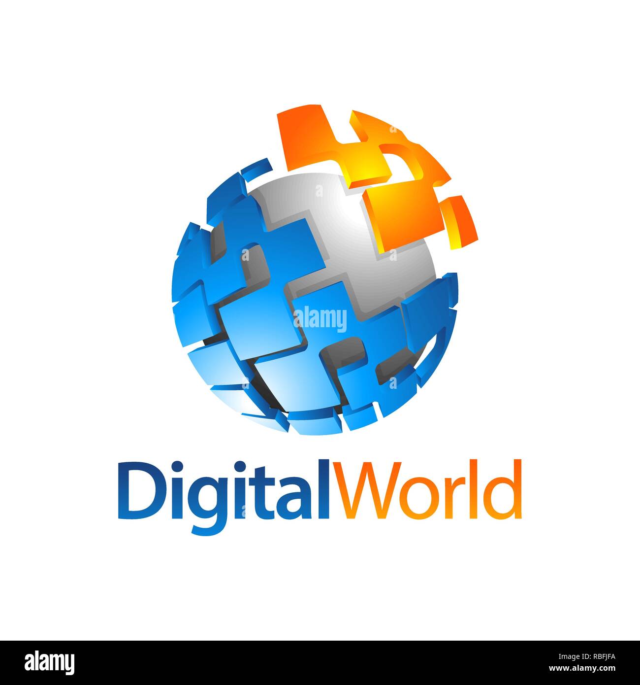 La sfera del mondo digitale logo globo concept design template idea Illustrazione Vettoriale