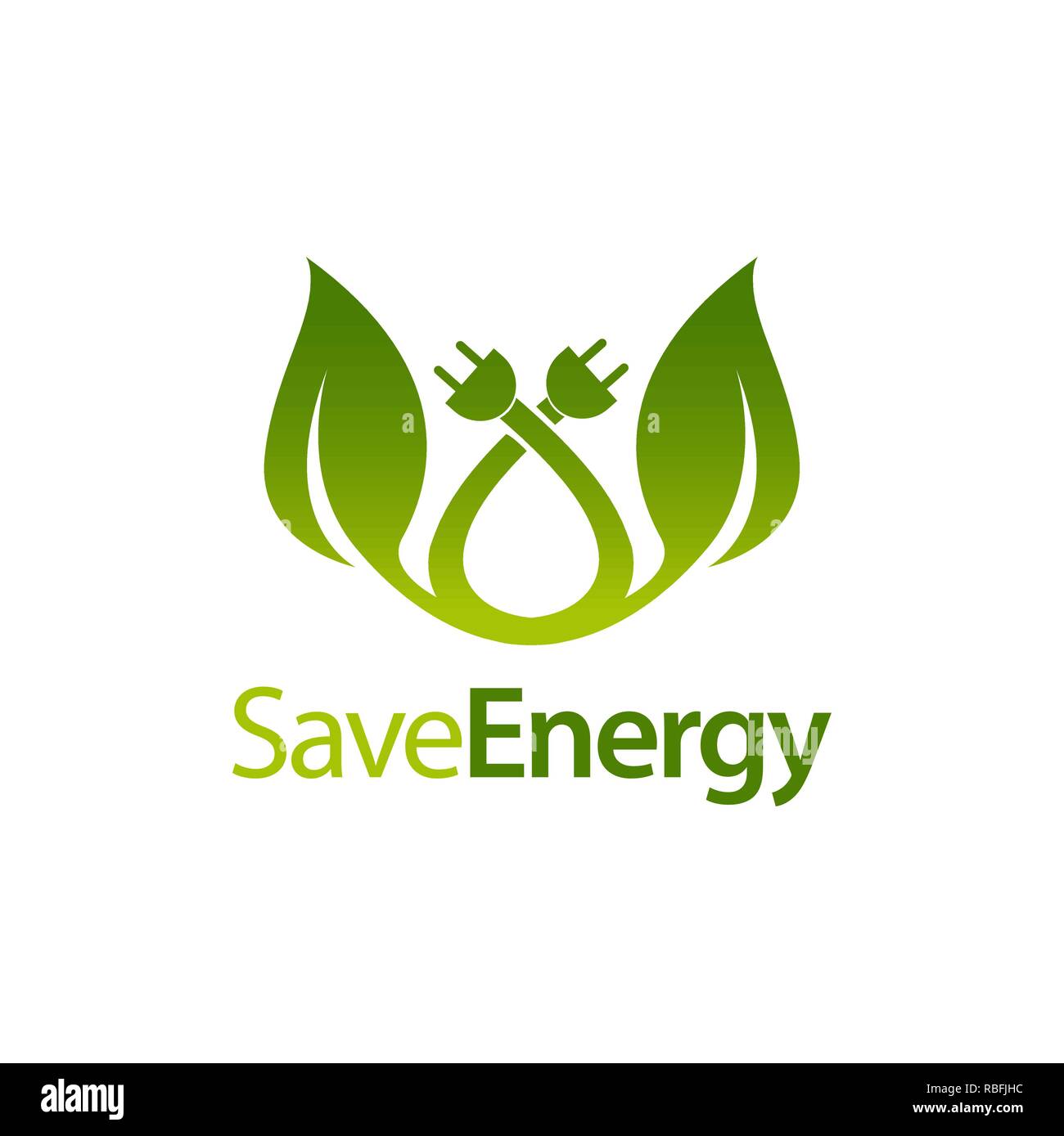 Risparmiare energia stelo lascia con spina elettrica logo icona concept design template idea Illustrazione Vettoriale