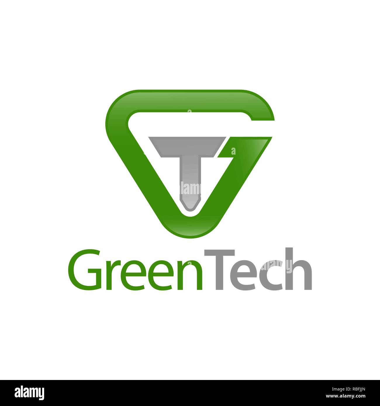 Green Tech. Triangolo lettera iniziale GT, logo TG concept design template idea Illustrazione Vettoriale