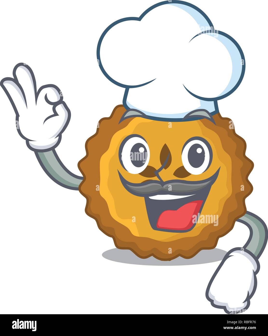 Lo Chef torta di mele su una tabella di cartoon Illustrazione Vettoriale