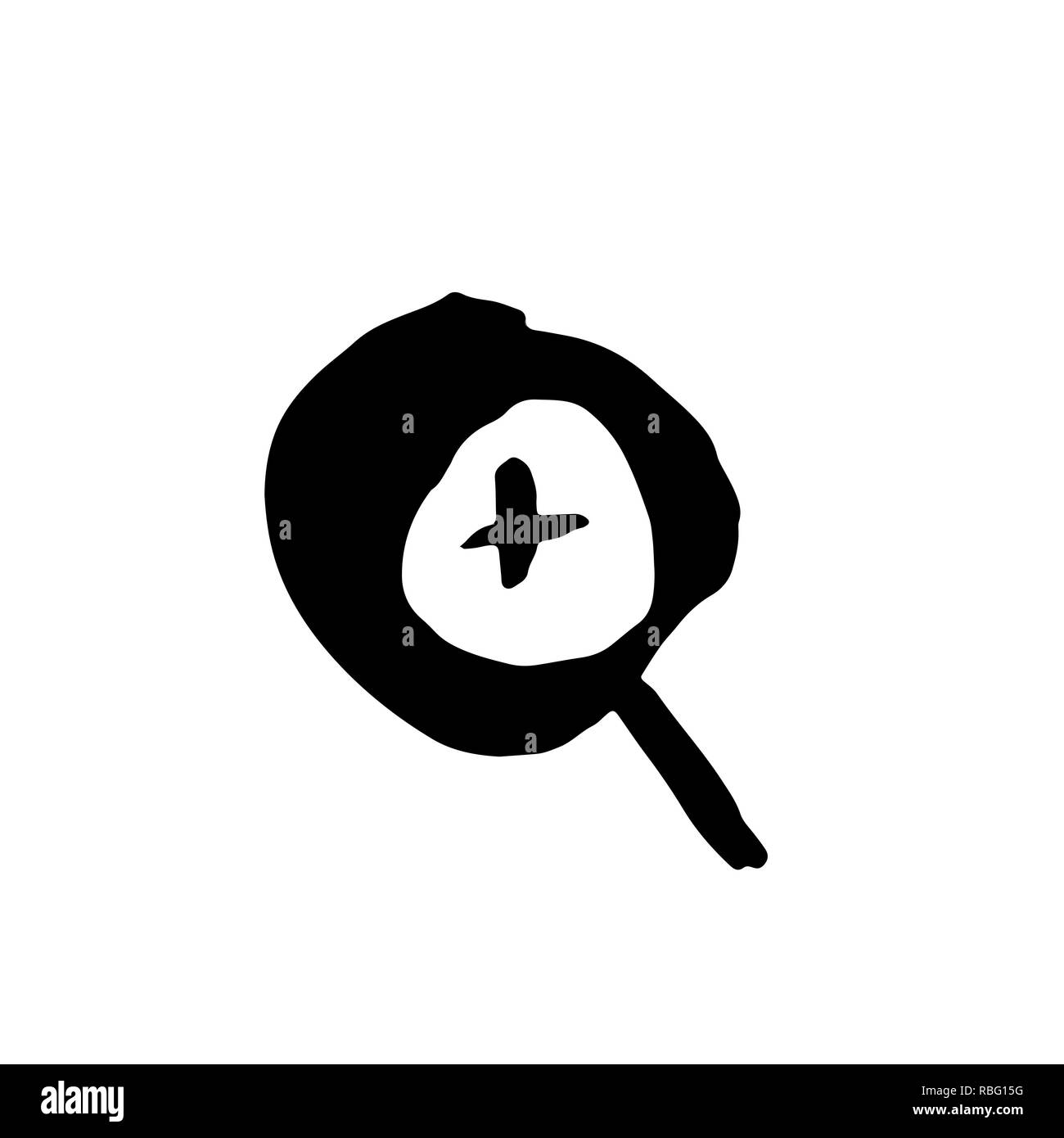 Lente di ingrandimento icona grunge. Acquerello disegnato a mano illustrazione vettoriale. Illustrazione Vettoriale