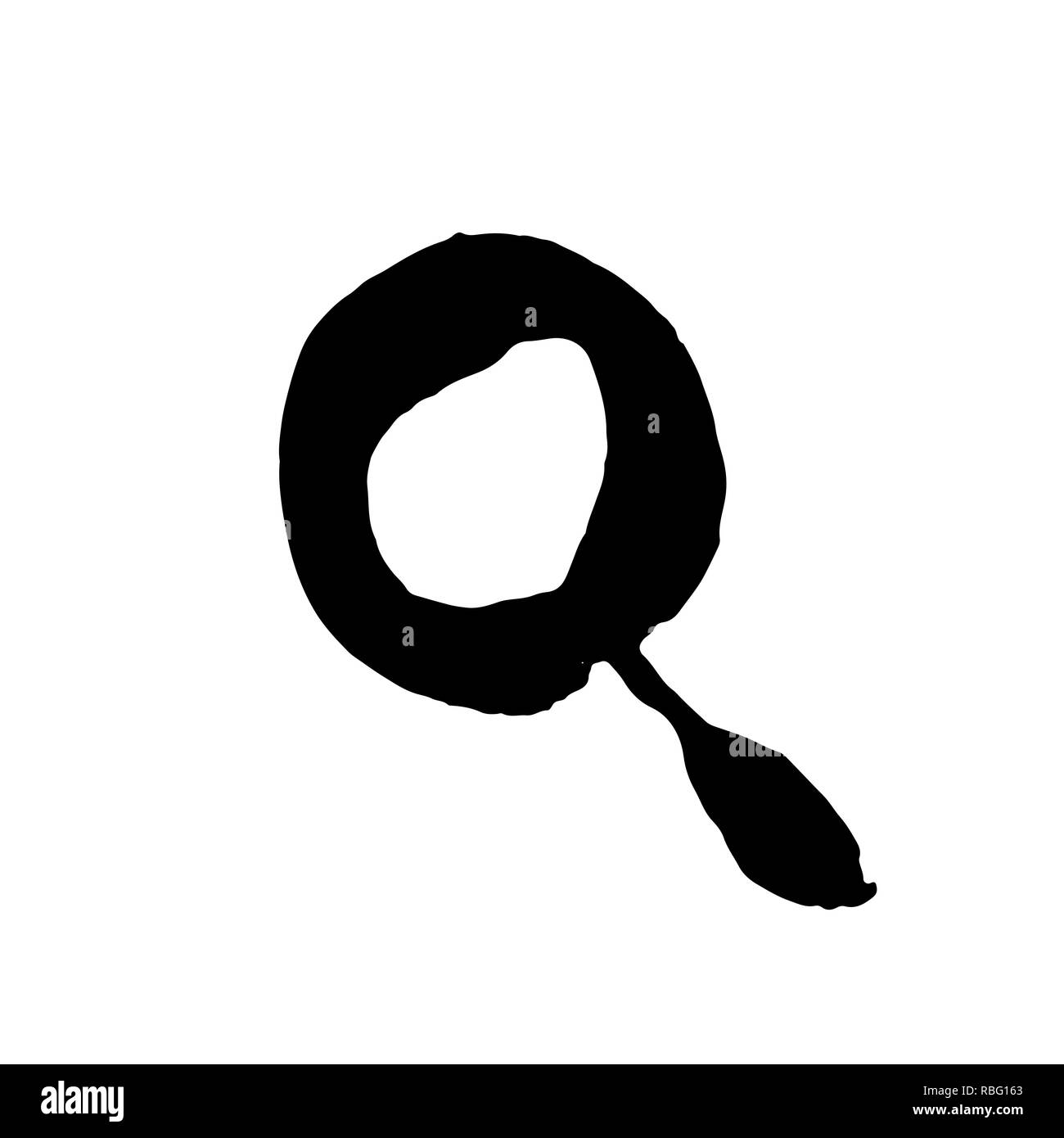 Lente di ingrandimento icona grunge. Acquerello disegnato a mano illustrazione vettoriale. Illustrazione Vettoriale