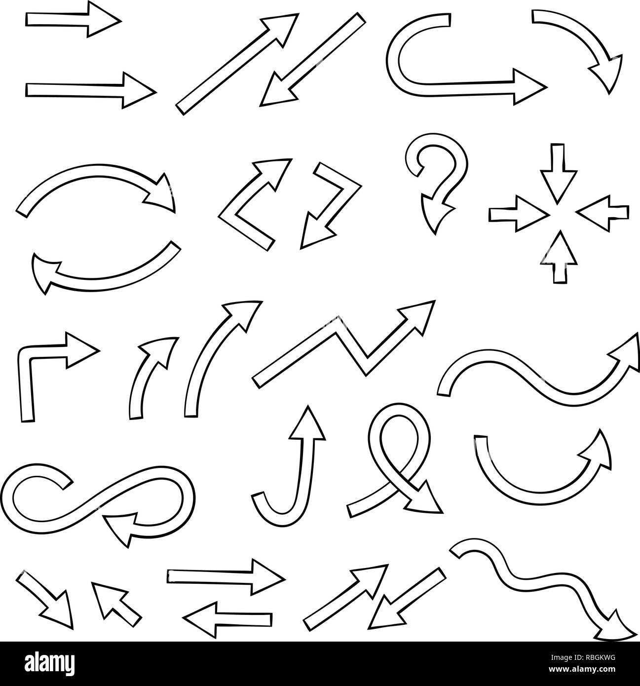 Delineare le frecce. Set di icone Illustrazione Vettoriale