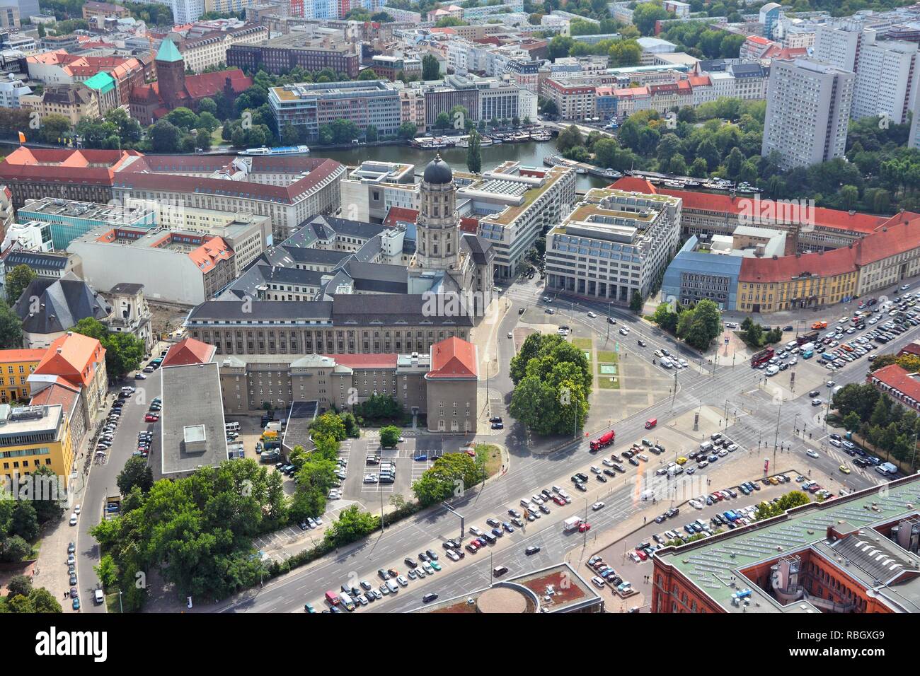 Berlino vista aerea - la città capitale della Germania. L'edificio al centro è il vecchio municipio (Altes Stadthaus) a Judenstrasse. Foto Stock