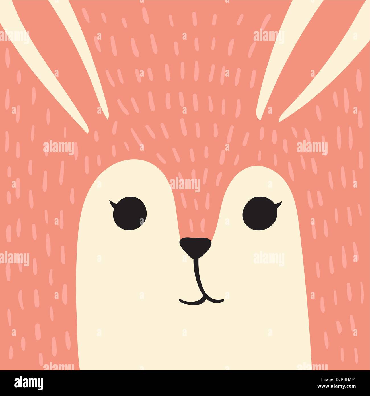 Carino lepre animale cartoon coniglietto di pasqua ritratto con volto sorridente rosa testa di animale card con spazio copia illustrazione vettoriale Illustrazione Vettoriale