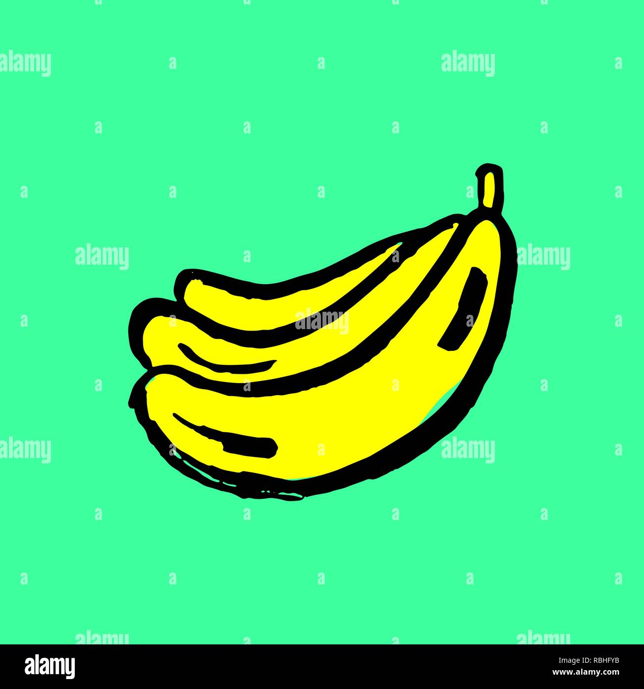 Banana icona grunge. Vettore disegnati a mano illustrazione. Illustrazione Vettoriale