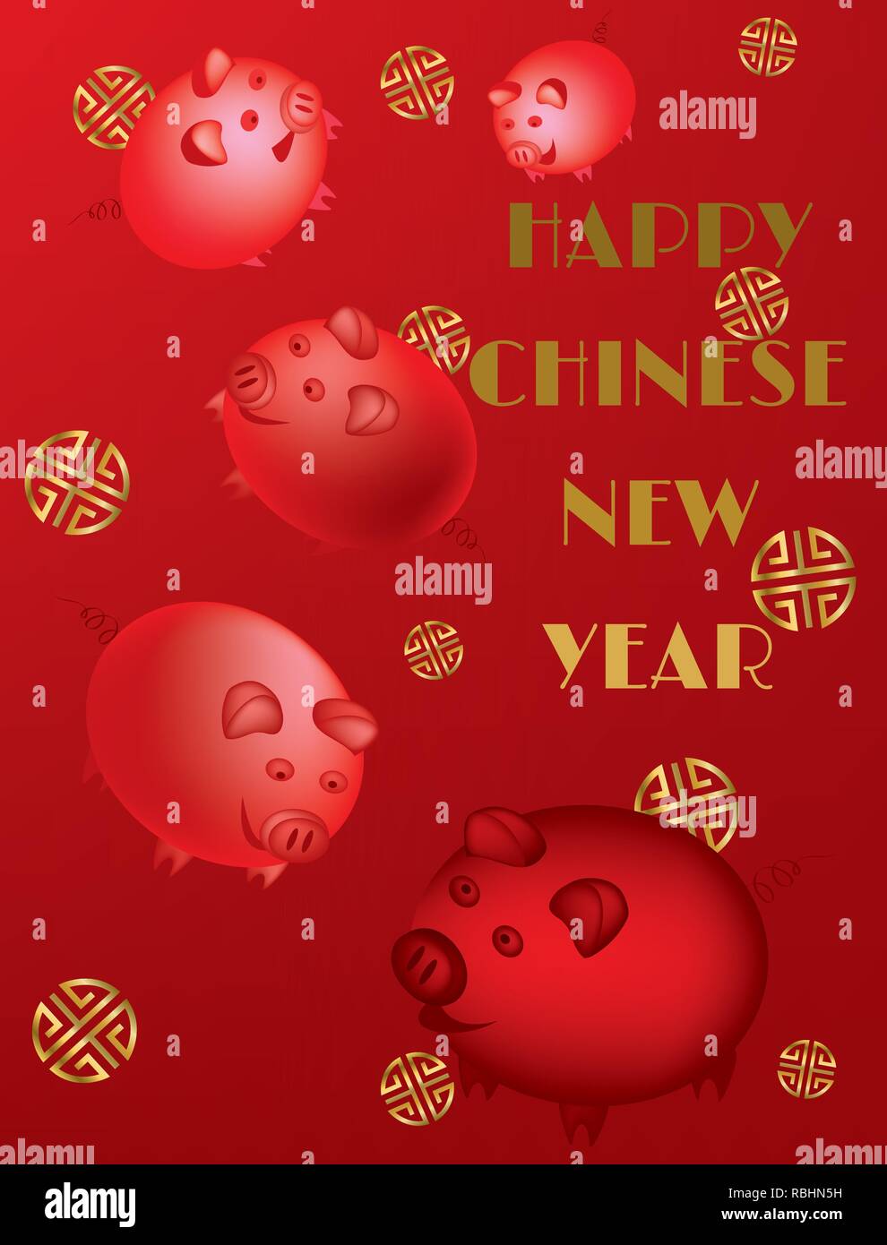 Anno del maiale - 2019 Illustrazione Vettoriale