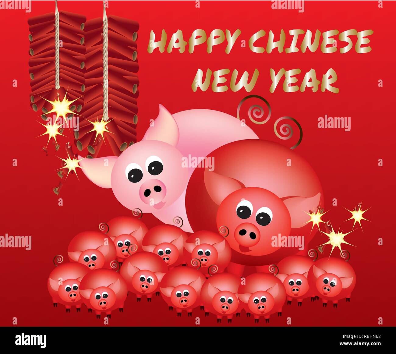 Anno del maiale - 2019 Illustrazione Vettoriale