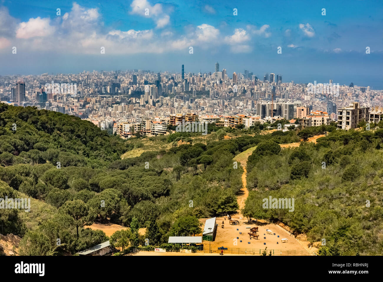 Beirut dall'alto cityscapes panorama città capitale del Libano in medio oriente Foto Stock