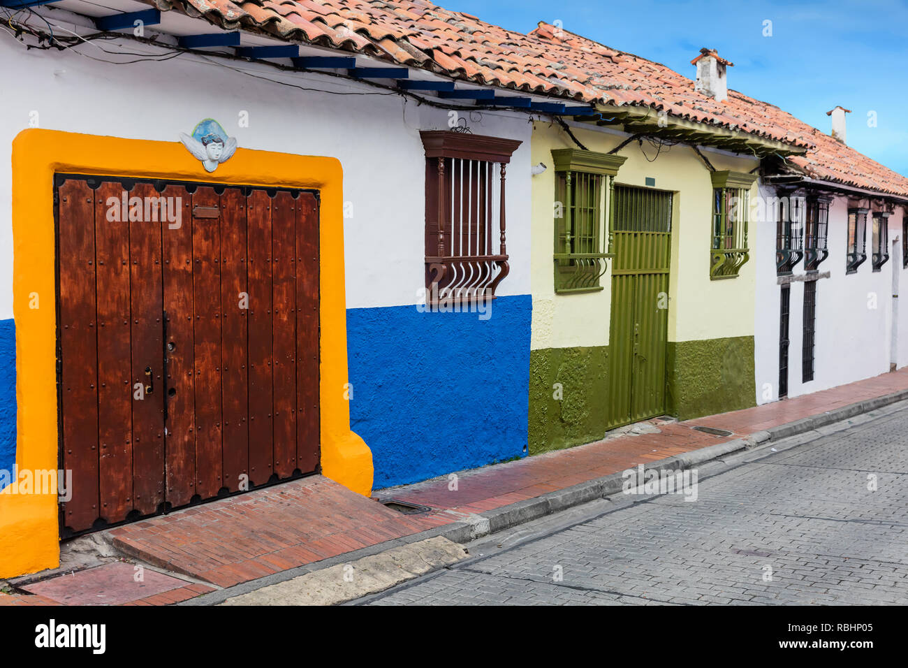 Colorate strade in Candelaria aera Bogotà capitale della Colombia Sud America Foto Stock