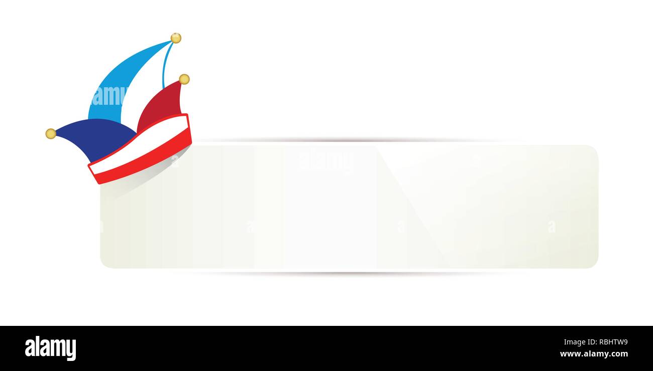 Il carnevale tradizionale cappuccio con il banner bianco per il vostro testo isolato su uno sfondo bianco illustrazione vettoriale EPS10 Illustrazione Vettoriale
