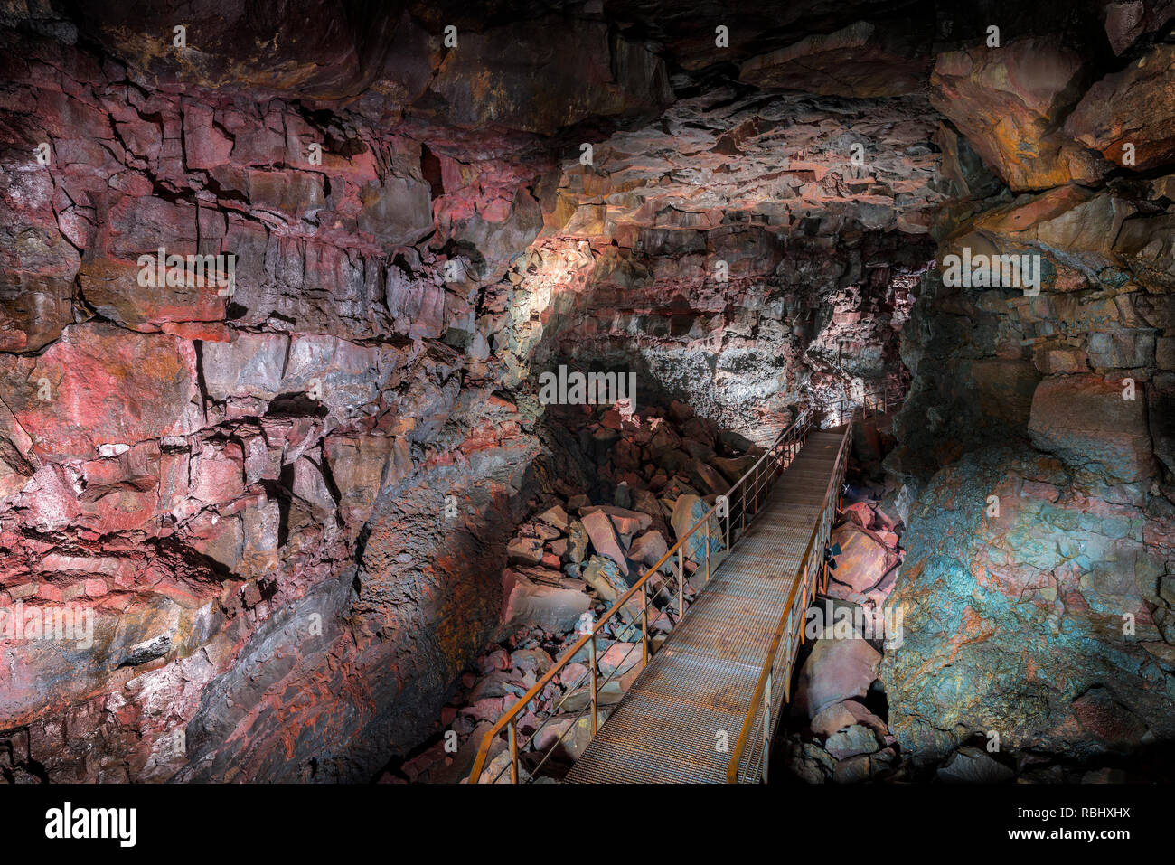 Raufarholshellir tubo di lava grotta, Islanda Foto Stock