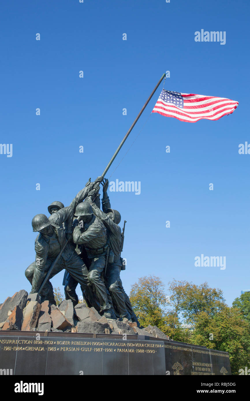Stati Uniti Marine Corps War Memorial, Washington D.C., USA Foto Stock