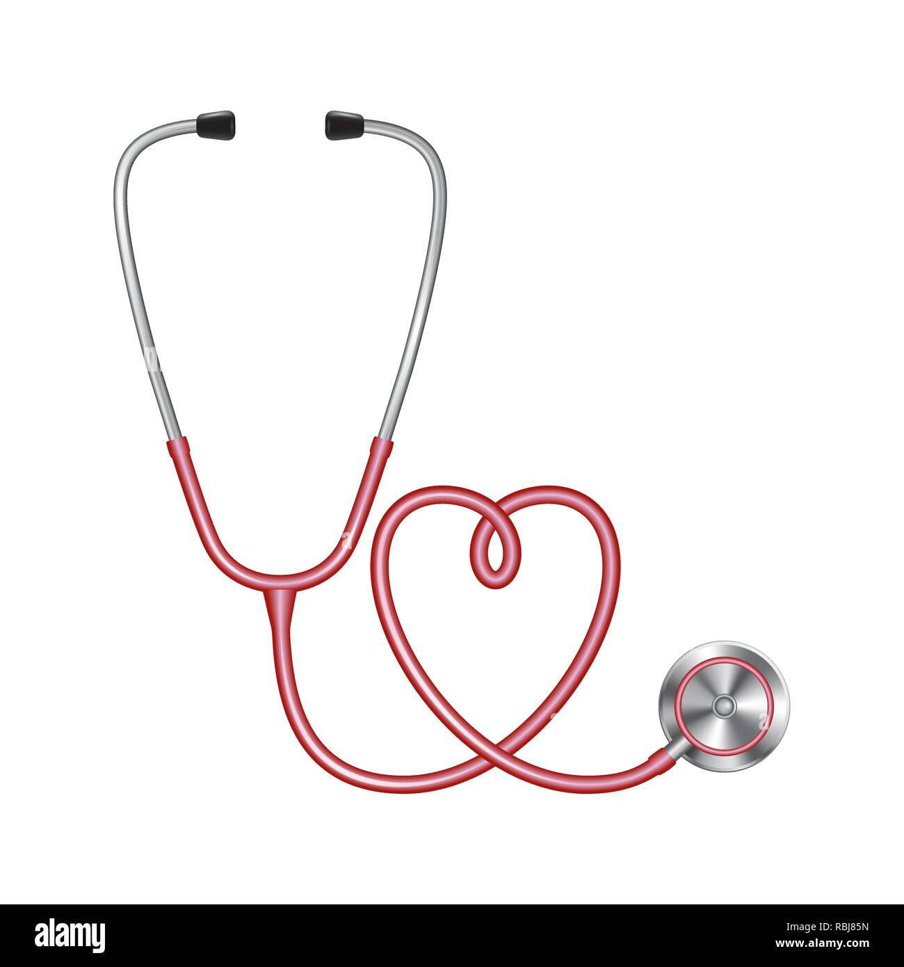 Colore rosso icona dello stetoscopio, apparecchiature mediche vettore Illustrazione Vettoriale