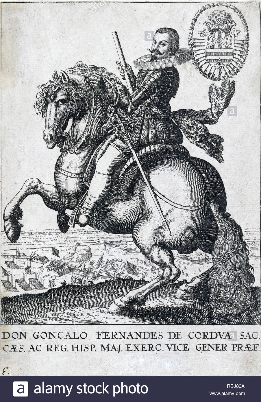 Gonzalo Fernández de Córdoba, 1453 - 1515, è stato un generale spagnolo e statista che ha portato il successo campagne militari durante la conquista di Granada e le Guerre d'Italia, di attacco da incisore boemo Wenceslaus Hollar da 1600s Foto Stock