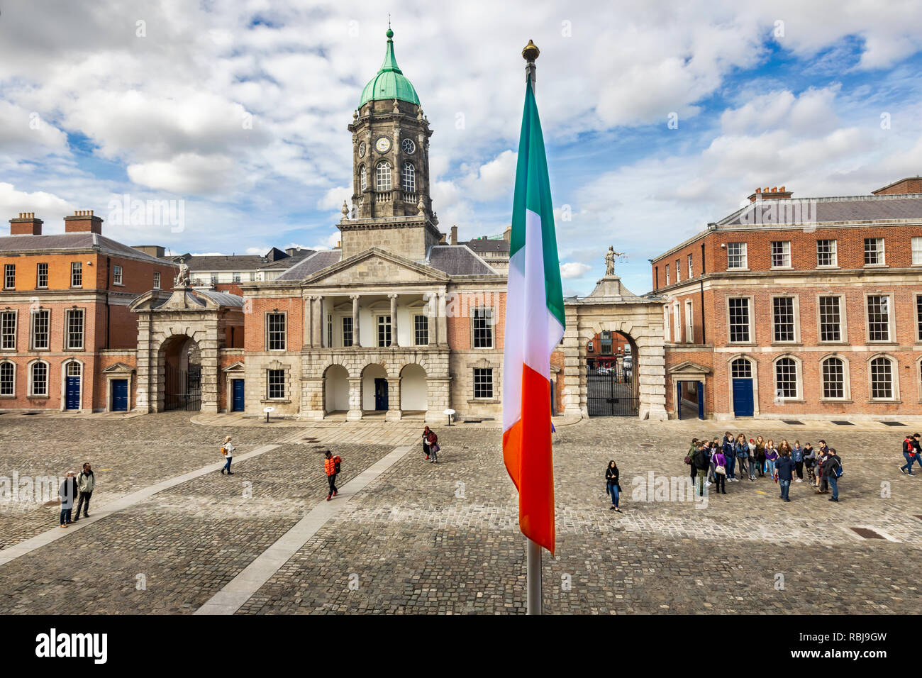 Il cortile del Castello di Dublino a Dublino, Irlanda. Foto Stock