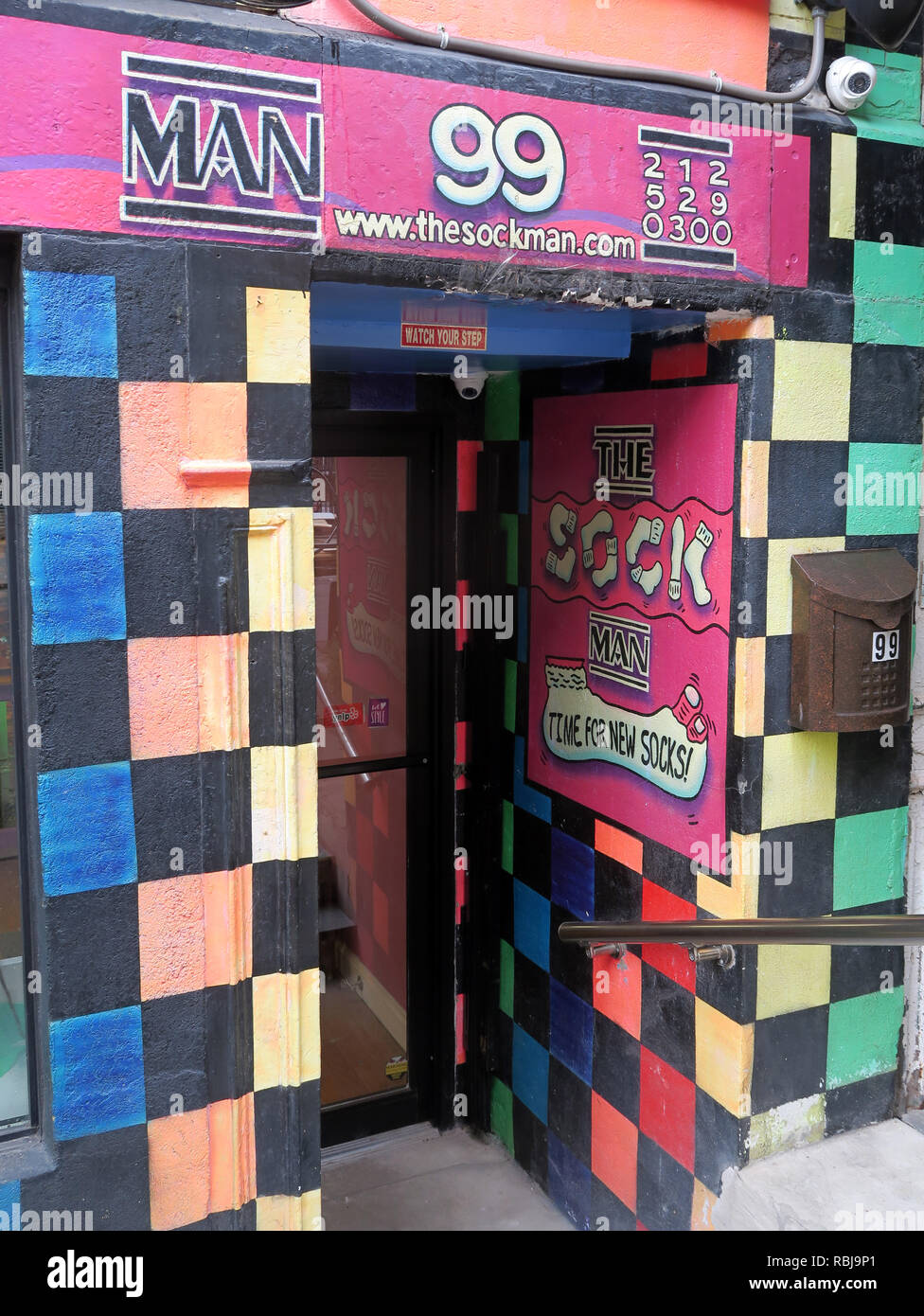 Il pink sockman shop, quirky retail, 99 St Marks Pl, New York, New York, Stati Uniti d'America Foto Stock