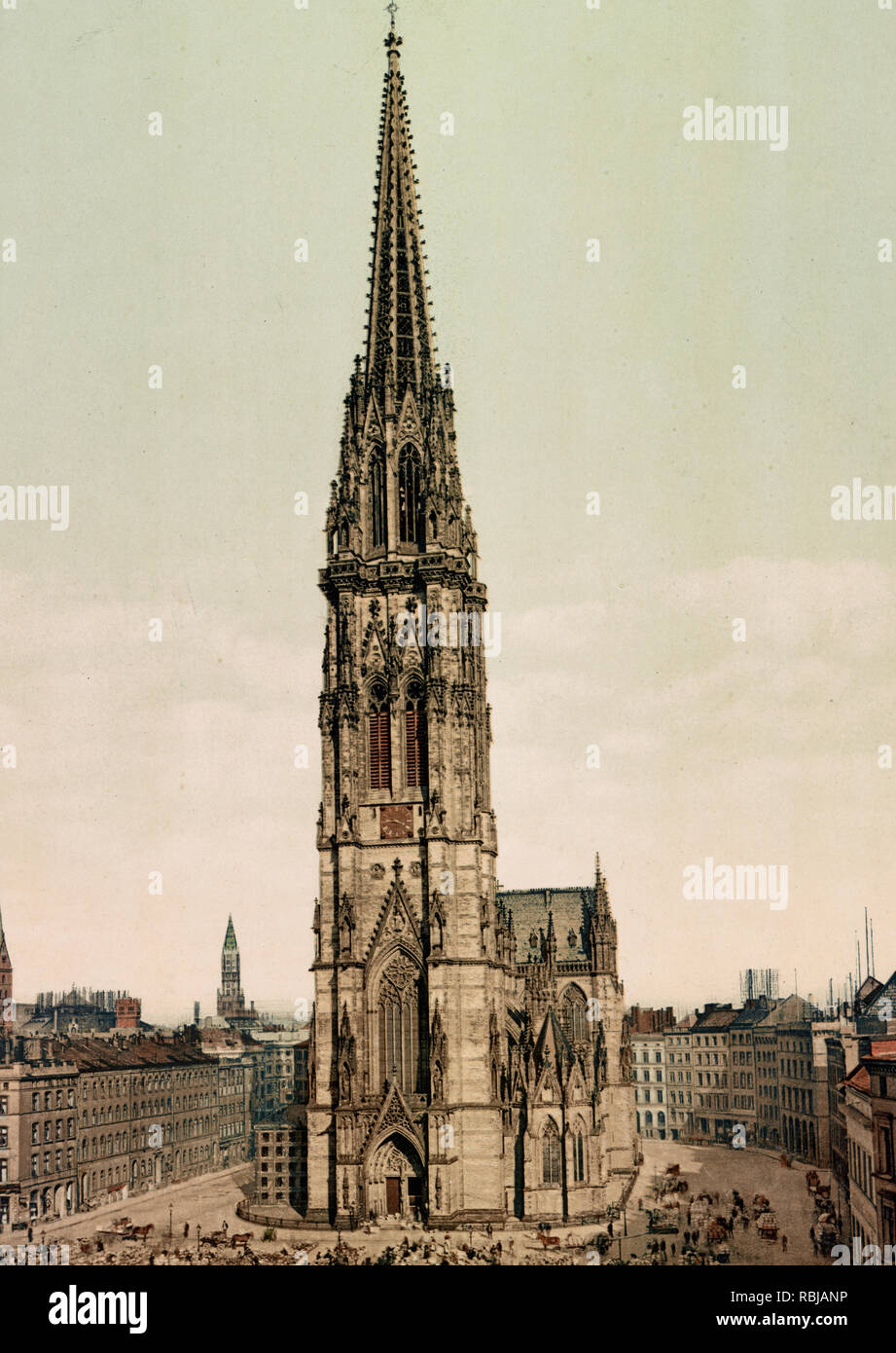 Amburgo. Alla Nicolaikirche, circa 1900 Foto Stock