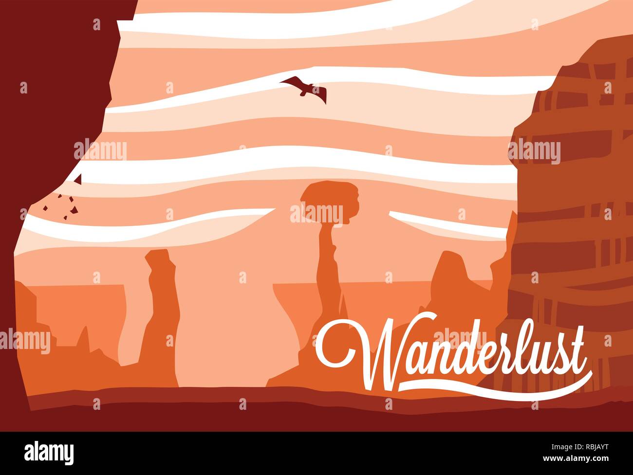 Scena paesaggio deserto wanderlust illustrazione vettoriale design Illustrazione Vettoriale