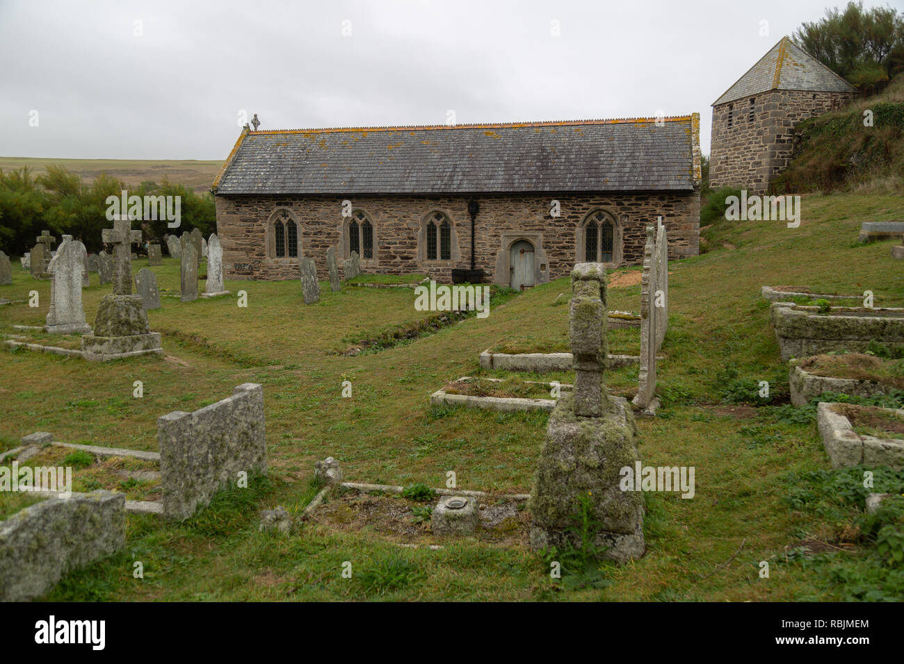 Chiesa Gunwalloe Cove Beach Foto Stock