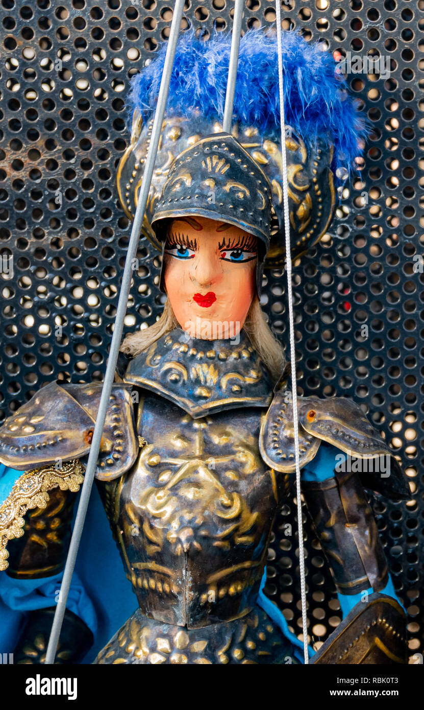 Ritratto di un personaggio famoso dei burattini. Creato da un maestro puparo ancora presente. Essa deriva dalla tradizione delle marionette che ci è stato consegnato Foto Stock