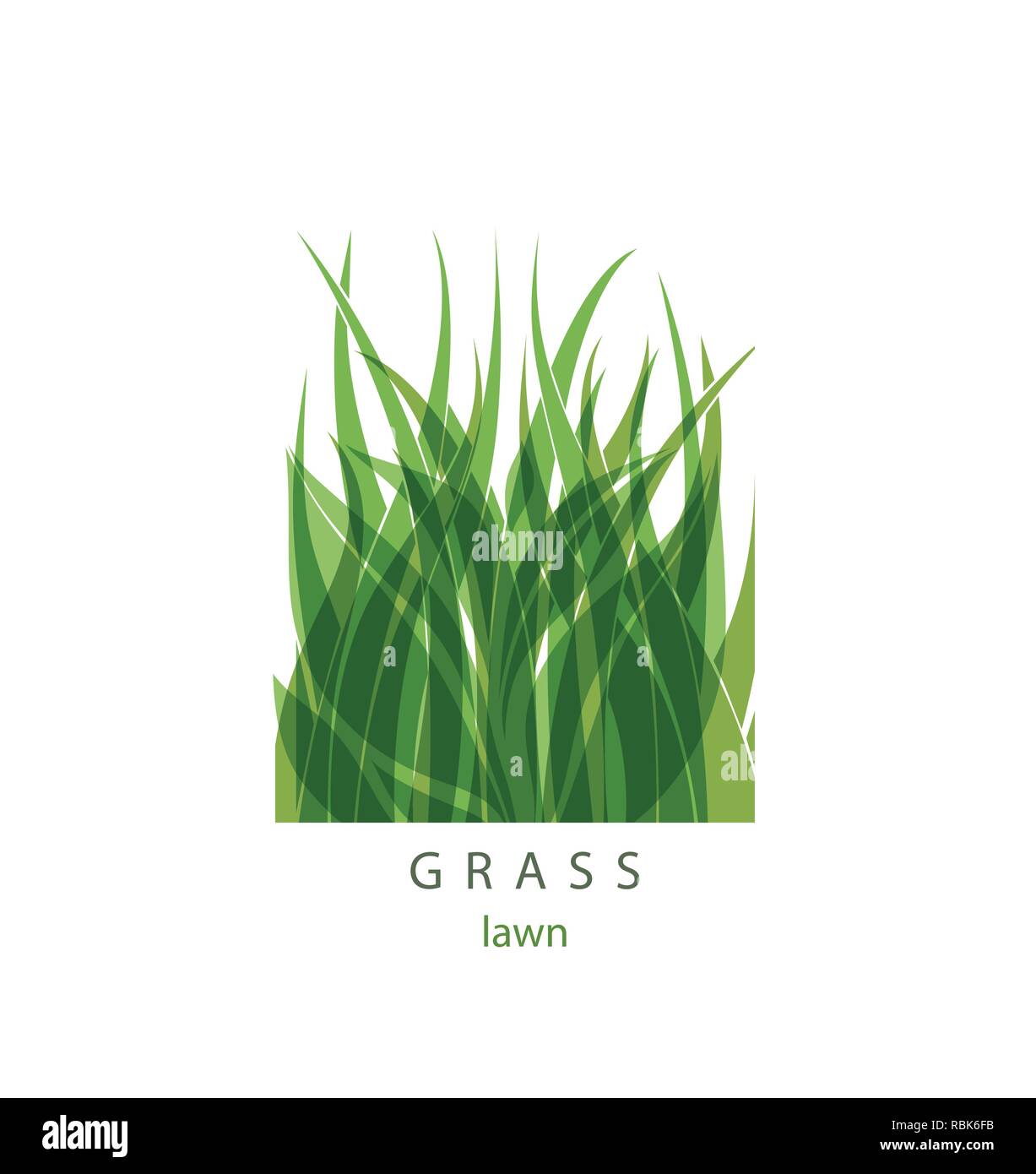 Etichetta di erba disegno astratto. Icona verde. Bellissimo giardino del logo aziendale. Illustrazione Vettoriale
