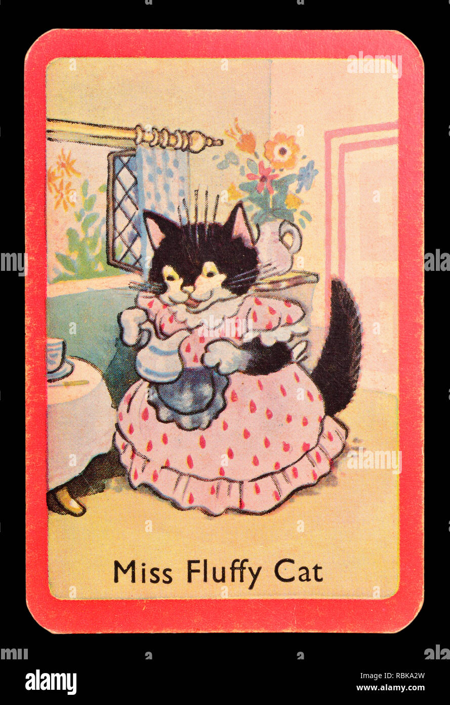 Carta da un Noddy snap gioco di scheda (1955) - Miss Fluffy Cat Foto Stock