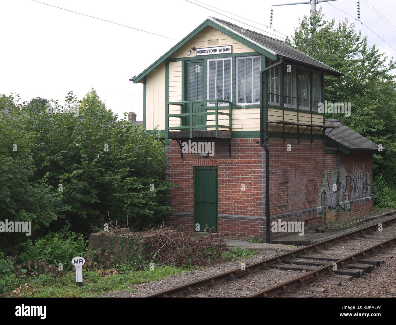 Woodstone wharf casella segnale sul Nene Valley Railway Foto Stock