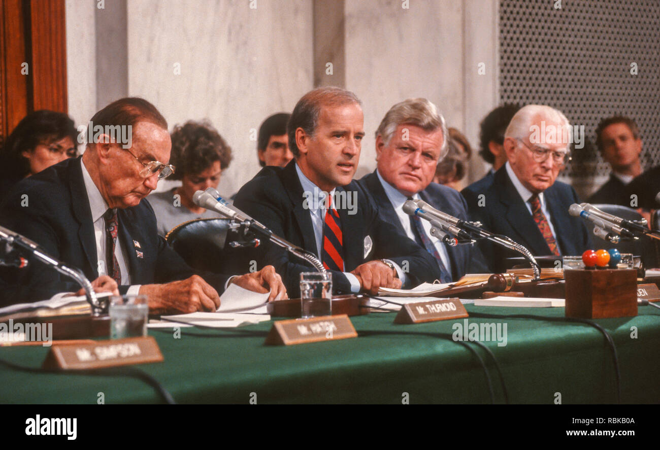 WASHINGTON, DC, Stati Uniti d'America - 11 ottobre 1991: U.S. Senato Comitato Giudiziario, durante la Supreme Court nominee Clarence Thomas audizione. Foto Stock