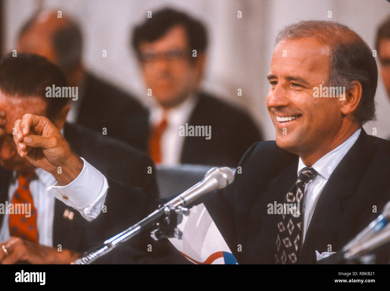 WASHINGTON, DC, Stati Uniti d'America - 12 settembre 1991: senatore Joseph Biden (D-Delaware), Presidente U.S. Senato Comitato Giudiziario, durante il Clarence Thomas audizione. Foto Stock