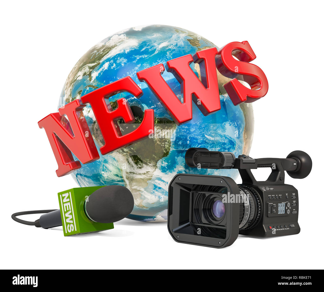 Global TV News concept, rendering 3D isolati su sfondo bianco Foto Stock