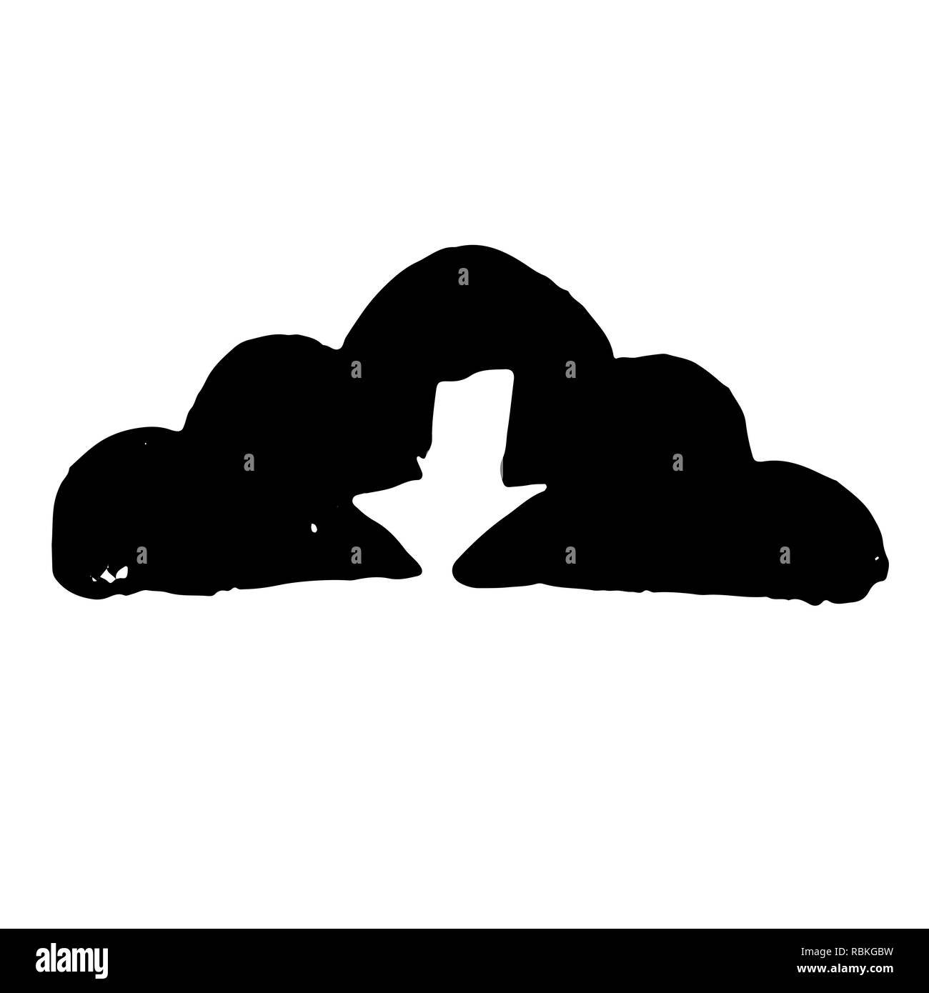 Cloud upload icona grunge. Vettore illustrazione inchiostro Illustrazione Vettoriale