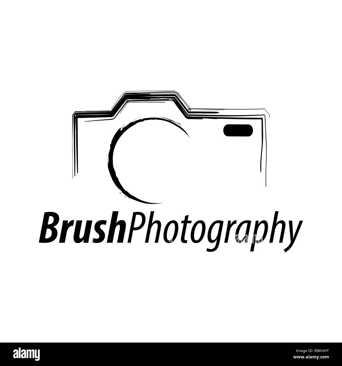 Fotografia della spazzola. Illustrazione astratta icona fotocamera logo concept design template idea Illustrazione Vettoriale