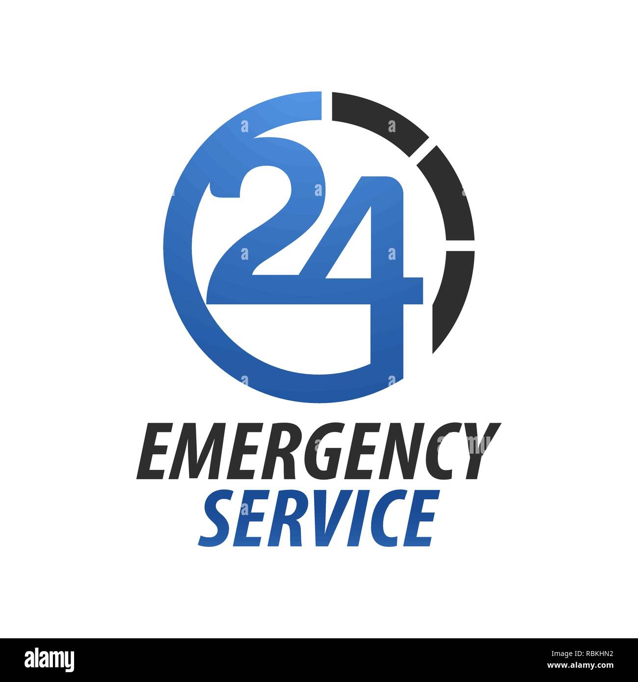 Servizio di emergenza ospedale ventiquattro. Numero di cerchio 24 ora logo concept design template idea Illustrazione Vettoriale