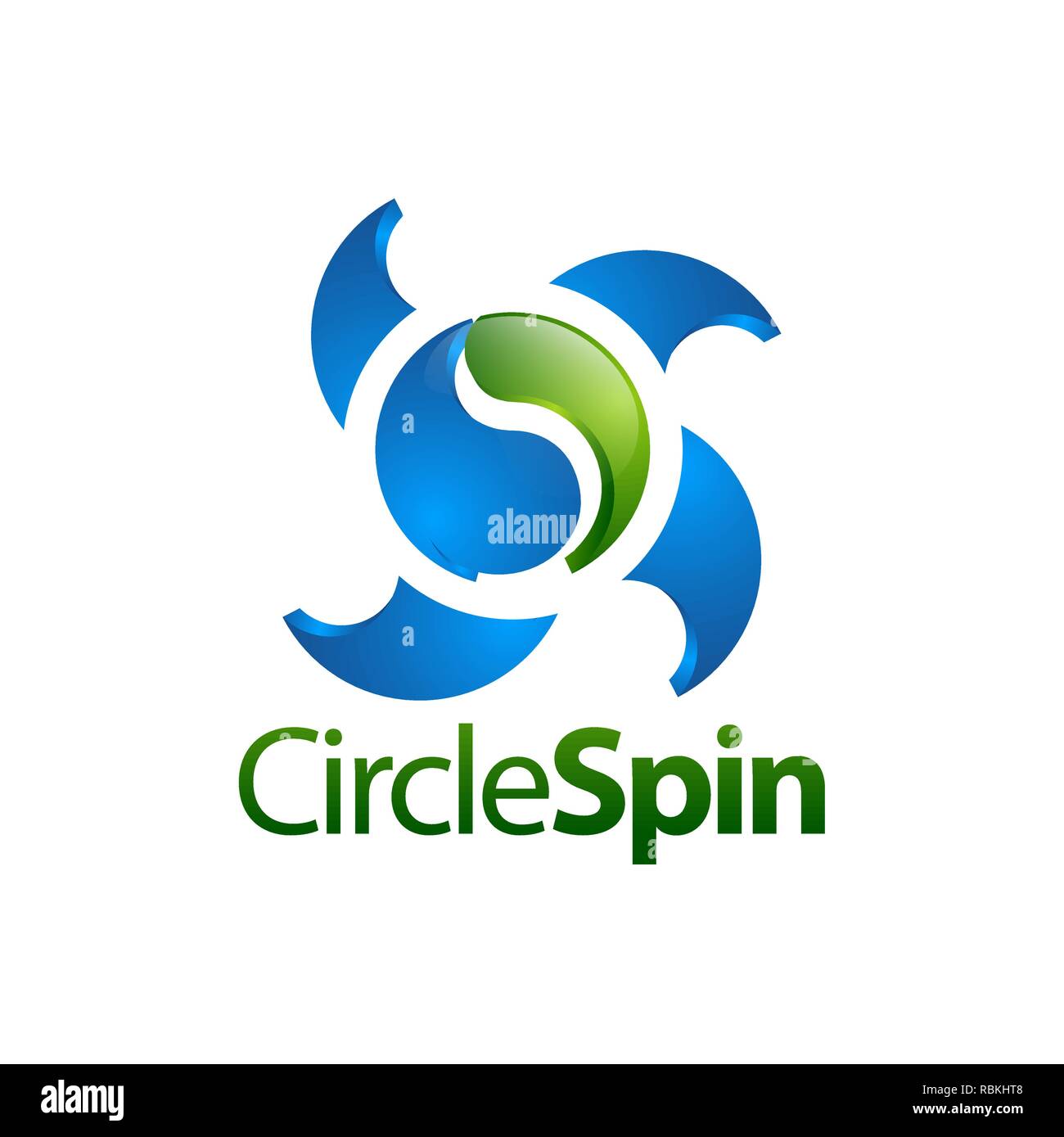 Cerchio spin. Tridimensionali di yin yang logo spin concept design template idea Illustrazione Vettoriale