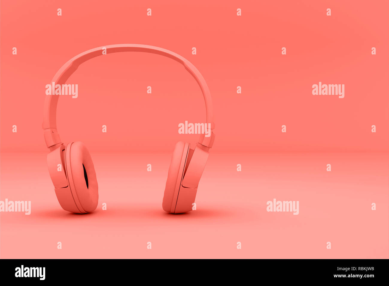 Cuffie moderne tendenza coralli viventi colore. Creative Design in stile minimal. Alla moda di una tonalità monocromatic effetto. 3D render illustrazione. Foto Stock